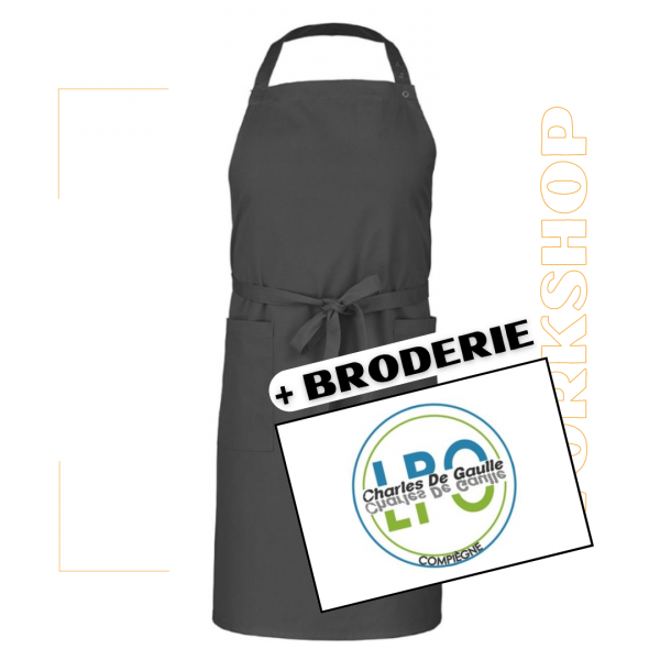 Tablier Bavette GALANGA Gris Charcoal + Broderie