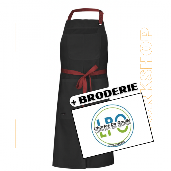 Tablier Clove Noir Rouge + Broderie