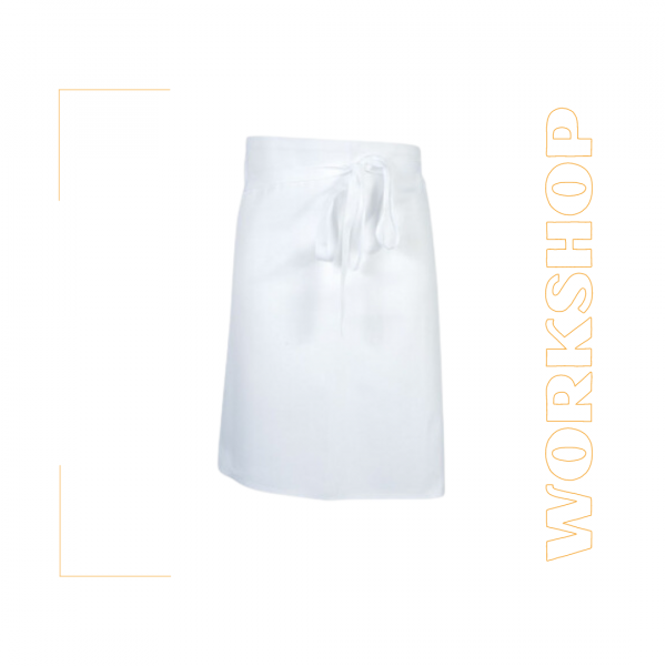 Tablier demi chef blanc - 55cm