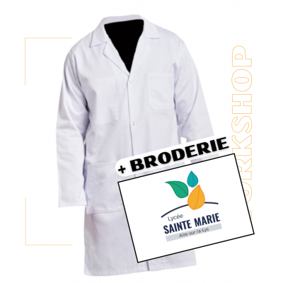 12AP110 Blouse H Coton Blanc Pression + Broderie