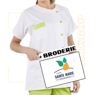 Tunique TEA Blanc Lime + Broderie