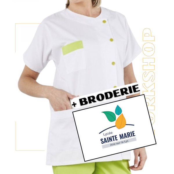 Tunique TEA Blanc Lime + Broderie