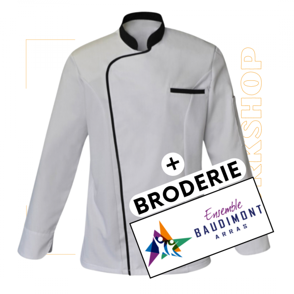 Veste MIKA ML Blanc/Noir + Broderie