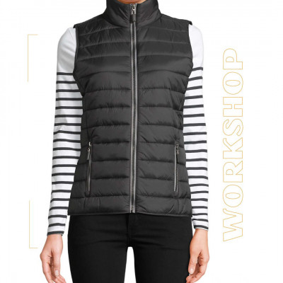 Wave Womer BODYWARMER Noir + Broderie