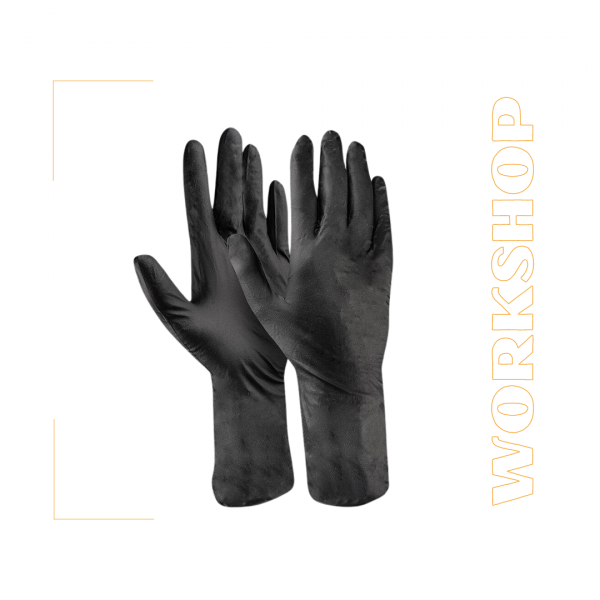 Gants jetables en Nitrile noir à Manchette Longue - Active Gear