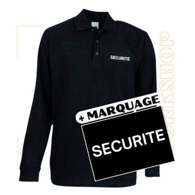 Polo Noir PRIME LSL Manches Longues + Broderie