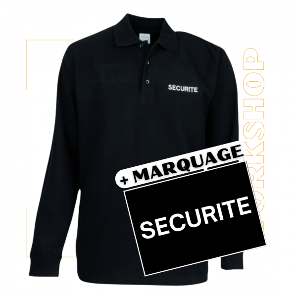 Polo Noir PRIME LSL Manches Longues + Broderie
