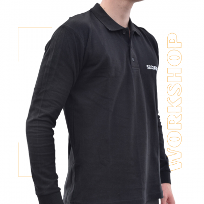 Polo Noir PRIME LSL Manches Longues + Broderie