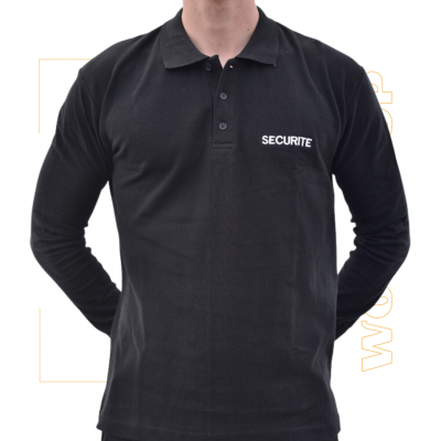 Polo Noir PRIME LSL Manches Longues + Broderie