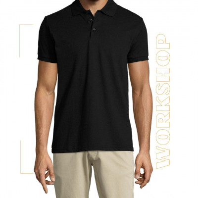 PRIME Men Polo Manches Courtes Noir